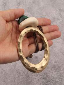 1 chiếc vòng cổ hợp kim hình bầu dục tối giản, phóng khoáng, kiểu dáng Bohemian sang trọng, đa năng, đính hạt nhựa, phù hợp đeo hàng ngày và dự tiệc tối, quà tặng cho cặp đôi. - hạt - Xem 8