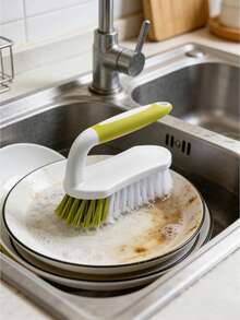 2pcs/Set Powerful Hand-Held Cleaning Brush With Stiff Bristles And Non-Slip Soft Handle, Suitable For Daily Cleaning In Indoor And Outdoor Environments Such As Bathroom, Kitchen, Carpet, Floor, Bathtub, Car, Etc. - Multicolor - View 4