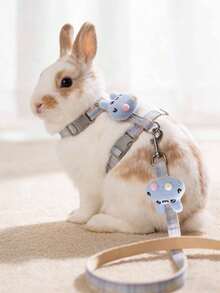 1pc Rabbit Leash, I-Beam Adjustable Rabbit Harness, Cute Rabbit Harness, Rabbit Leash, Suitable For Small To Medium-Sized Animals, Collar And Leash, Harness With Leash, Adjustable Leash, Rabbit Pet Accessories, Rabbit Pet Supplies, Bunny Harness, Cat Harness, Harness For Dog, Dog Harness, Bunny Stuff - Multicolor - View 3