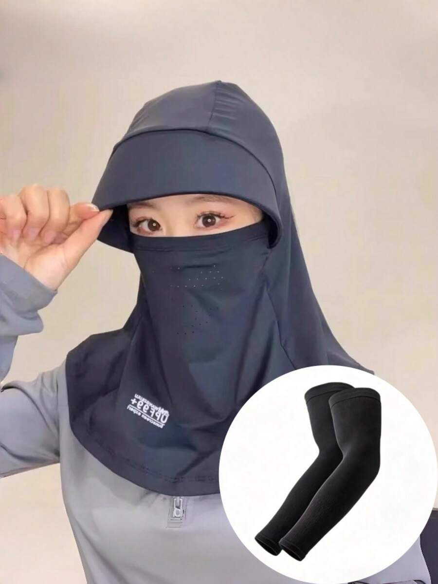 1 pieza/2 piezas Sombrero de protección solar integral para mujer, gorro de cuello para ciclismo integrado para sombreado solar de verano para exteriores - Multicolor - Ver 1