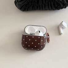 Ốp tai nghe họa tiết chấm bi nâu tối giản hình ngôi sao, có vòng treo, tương thích với Pro 3, New Pro 2, Apple 4, kiểu dáng dễ thương, cá nhân hóa cho thế hệ 1/2, dành cho nữ. - màu nâu - Xem 7