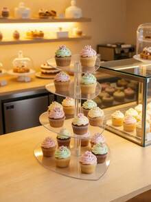 1 Giá đỡ/kệ trưng bày bánh cupcake hình trái tim 2-5 tầng bằng acrylic trong suốt, khay nhiều tầng có thể tháo rời, chất liệu acrylic trong suốt cao cấp, khay nhiều tầng có thể tháo rời, kệ trưng bày nhiều tầng, tháp bánh cupcake nhiều tầng có thể tái sử dụng, giá đựng đồ tráng miệng nhiều tầng - Nhiều màu - Xem 3