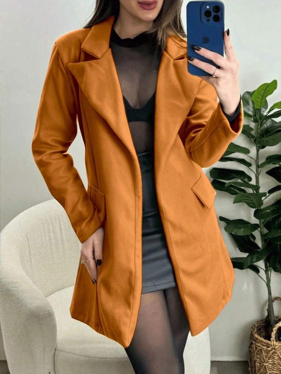 Women's Overcoat With Belt, Thick Boiled Wool - Camel - View 1