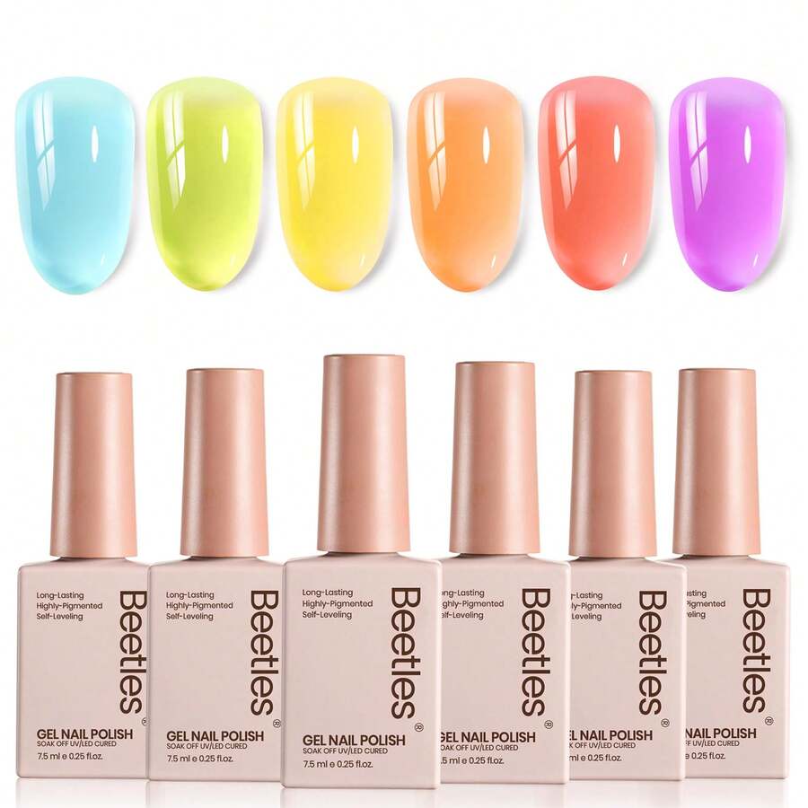 Beetles Nude Gel Nail Polish Set - 6 Colors Nude Pink Brown Neutral Jelly Gel Polish Kit - 6 Colors Candy Spritz - 查看 1