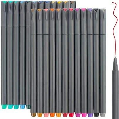 Bộ 12/24/36/48 bút màu đầu nhọn 0.4mm dùng để tô màu nhật ký, sổ tay, viết, vẽ và lập kế hoạch lịch. Bút đánh dấu đầu nhọn dành cho văn phòng, trường học và giáo viên.