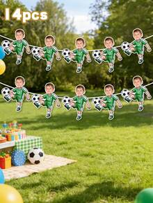 7/14/21pcs Custom Photo Soccer Player Garland – Personalized Kids Soccer Face Banner With Custom Photo & Jersey Color | Fun Sports, Back To School - Multicolor - View 13