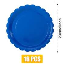 Navy Blue Petal Shaped Disposable Plates, Napkins, Cups - One-Time Party Supplies Set, Suitable For 16 Guests, Disposable Paper Plates Party Tableware For Birthday, Wedding, Theme Party, Family Picnic - View 6