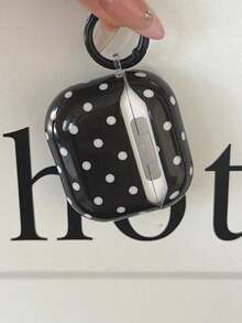 Minimalist Black And White Polka Dot Pattern Bluetooth Earphone Case For Apple AirPods 3, Soft Protective Case, Compatible With Apple AirPods 4/2 Wireless Bluetooth, Pro New Third/Second Generation, Niche Heart-Shaped Pendant Anti Drop Compatible With AirPods First Generation Birthday Gift Party - 黑色 - 查看 6