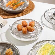 Lưới lọc dầu chiên bằng thép không gỉ bán chạy nhất, khay hứng dầu nhà bếp có tay cầm, phụ kiện nồi chiên không dầu - Bạc - Xem 7