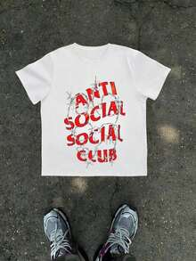 1Pcs Anti Social Club Barbed Wire Print Men'S T Shirt Streetwear Graphic 100% Cotton TShirt Men'S Summer Casual Tee Gift For Men 100 Percent Cotton Clothing - White - View 9