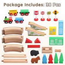 New Wooden Train Set For Toddler With Double-Side Train Tracks Fits Brio Thomas Melissa And Doug Wood Toy Train For 3 4 5 Year Old Boys And Girlsghshtddf - SmallTown - View 4