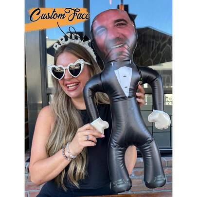 Custom Party Prank Props, Fun Bachelor/Bachelorette Party Props, Inflatable Pillow, Bride Party Prank Gifts, Groom Face Doll