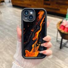 Fiery Fluid Swirls Lava Flow Motion Splatter All-Inclusive Protective Anti-Slip Anti-Drop Matte Finish With Stepped Groove Design Phone Case For IPhone 17/17Air/17Pro/17ProMax/16/16Pro/16ProMax/15/15Plus/15Pro/14/14Plus/14ProMax/13/13mini/13Pro/12mini/11/Plus/Pro/Max/XS Stylish Gift Choice - Black - View 10