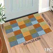 1件装 2D彩色方格图案设计，厨房装饰，家居装饰，装饰垫，时尚地毯，多功能垫，厨房地垫，厨房垫套装，厨房地板保护垫，舒适站立垫，适用于客厅、卧室、浴室、洗衣房、办公室等场所，室内家居装饰 - 彩色 - 查看 14