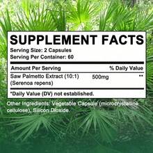 Bunkell Saw Palmetto Supplements 500mg Per Serving - High Potency Formula, Prostate & Kidney Support - 120 Capsules - 1 Bottle - View 2