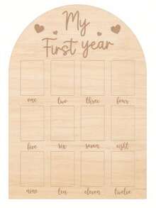 1pc 1st Birthday Wooden Photo Board, My First Year Milestone Photo Frame, 12 Months Year Wooden Acrylic Sign, 1 Year Old Decoration, Commemorative Gift - C - View 6