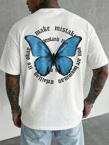 FRACTYR Men's Graphic Tee, Casual Street Style Loose Fit Round Neck T-Shirt, Summer - White - View 1