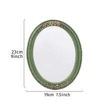 1pc Vintage Lace Pattern Oval Decorative Wall Mirror, European Style Home Decor Wall Art, Creative Vanity Mirror, Suitable For Wall Decor, Dressing Table Mirror And Photography Props - Multicolor - View 13