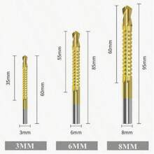 Bộ 6 mũi khoan bậc thang, mũi khoan phủ titan, kích thước 4-12mm, 4-20mm, 4-32mm, 3mm, 6mm, 8mm, dùng cho gia công gỗ và kim loại, mũi taro ren hệ mét, mũi taro ren HSS M10, dụng cụ sửa chữa cầm tay chuôi lục giác, thích hợp cho công việc thủ công, nhà máy, xưởng, DIY - Bộ 6 món (túi OPP) - Xem 8