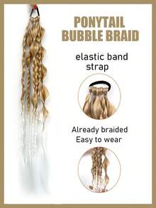 24 Inch Ponytail Wig Female Bubble Braid Mixed Color Twist Braids Hair Extensions Ponytail Lantern Braid For Women - Multicolor - View 5