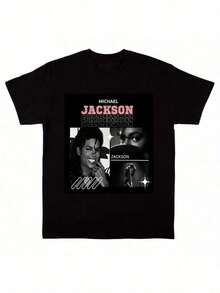 Classic Michael Jacksons King Of Pops-Shirt,Men Fashion Rock-Shirt,% Cotton-Shirt,Suitable Fans,& Holiday Men And Women Graphic Tee, Music,MICHAEL JACKSONS V4 TEE Vintage Graphic 90s Tee, Hop Streetwear Unisex Woman And Man Unisex Him Her, Y2K Style,Jackson Glove Graphic-Shirt FI6S - 黑色 9 - 查看 11