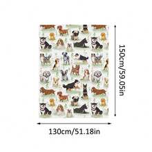 Cartoon Multi-Breed Dog Polyester Fleece Blanket, Cute Pet Printed Sofa Cover Blanket, Reversible Warm Throw Blanket, Gift For Pet Lovers - 130*150cm - View 8