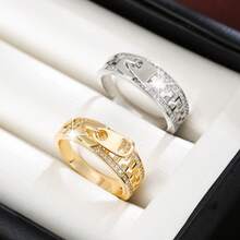 1 chiếc nhẫn nữ thiết kế khóa kéo đính đá Cubic Zirconia. - Nhiều màu - Xem 3