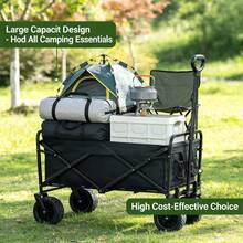INBRAVE 550LBS All Terrain Heavy Duty Folding Cart, Large Capacity Camper Suitable For Yard Shopping/ Sports/ Outdoor/ Gardening Equipment Handling, Black Multifunctional Utility Cart - Heavy-duty Garden Storage Cart - View 7