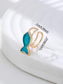 1 đôi bông tai hình cá tráng men xanh dương - Trang sức phong cách mùa hè đi biển dành cho nữ - Màu xanh nhạt - Xem 3