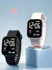 Bộ 2 chiếc. Đồng hồ điện tử vuông màn hình LED kỹ thuật số cổ điển tối giản, thời trang dành cho thanh thiếu niên. Thích hợp để đeo hàng ngày như đi học, dự tiệc, du lịch. Cũng là một món quà tuyệt vời cho bạn bè hoặc sinh nhật. - Nhiều màu - Xem 14