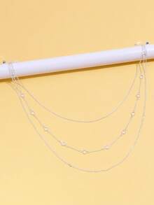 1pc Gold Double Layer Pendant Back Chain, Bridal Dress Body Jewelry Accessory - Gold - View 9