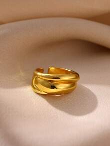 Stainless Steel Metal Heart Open Ring Gold Color Plated Minimalist Fashion Jewelry Accessories Gift - JZ9329 - View 5