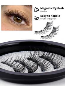 MAANGE 1对CC卷翘磁性假睫毛套装，睫毛长度可修剪 - 自然逼真，可重复使用，仿貂毛材质，带磁性夹子，8-12毫米，适合日常佩戴，防水，无需胶水，卡通风格混合尖尾，拉长眼型，精致日常，旅行必备。（初次使用请耐心尝试几次） - 自然纖長款 - 查看 10