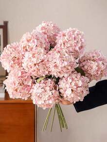 18/9支仿真绣球花束 - 逼真丝质绣球花，适合DIY婚礼花束、新娘送礼会装饰、家居/办公室装饰（客厅、厨房、花园、酒店）、母亲节、生日和情人节礼物、房间装饰、家居装饰、春季装饰、卧室装饰、婚礼装饰、花园装饰、户外门廊装饰、母亲节礼物（送给她） - 粉色 - 查看 7