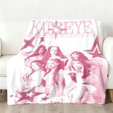 1Pc KATSEYE Inspired Tribute Y2K Retro Pink Halftone Poster Theme 6 Members Group Photo Star Patterns Light Pink Background Flannel Throw Blanket 280GSM Ultra Soft Warm Cozy Blanket For Teens Adults Bedroom Living Room Dorm Decor K-Pop Girl Group Fan Merchandise Featuring Digital Poster Illustration Retro Y2K Aesthetic Available In Multiple Sizes 30x40 To 60x80 Inches Holiday Birthday Christmas Gift For Her Him Girlfriend Boyfriend Sister Brother KATSEYE Fans Collectors Snuggly Comfortable Lightweight Fluffy Retro Iconic Statement Piece Blanket - Nhiều màu 2 - Xem 8