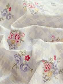 Bộ 3 món (1 ga trải giường, 2 vỏ gối) họa tiết hoa, lưới, in hình mèo con với viền lá sen, ga trải giường che phủ toàn bộ giường, chống bụi, có viền váy, bộ 3 món ga trải giường xếp ly kèm 2 vỏ gối. - Mèo trong bụi rậm - Xem 11