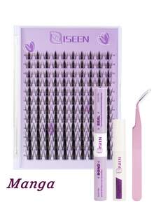1200pcs/Set, 240pcs/Set, 120pcs/Set Faux Mink Cluster Eyelash Extension Kit, 30-40-50-80D Curl, Cartoon Style Cluster Eyelashes Set, Includes Adhesive, Remover, Tweezer, Soft & Crossover Daily Cluster Eyelashes, Convenient DIY Eyelash Makeup Tool - Purple - View 9