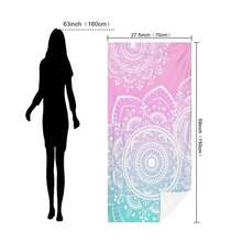 1pc Ombre Mandala Print Ultra-Soft Microfiber Beach Towel, Available In Multiple Sizes, Lightweight And Suitable For Swimming, Camping, Sports, Beach Or Gym - Pink and Blue Gradient Mandala - View 11