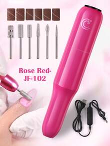Kit de lime à ongles électrique portable, outils de manucure et pédicure, machine à polir les ongles convenant à une utilisation à domicile et en salon - Rose vif - Voir 8