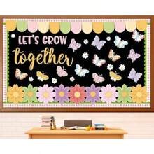 Spring Bulletin Board Set Spring Butterfly Classroom Decoration Set Butterfly Flowers Cutouts Colorful Floral Decor For School Teacher Classroom Nursery Chalkboard Spring Door Wall Decor - Colorful - View 1
