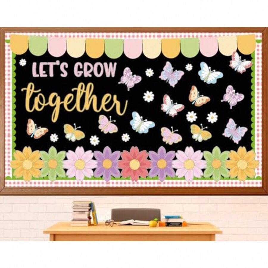 Spring Bulletin Board Set Spring Butterfly Classroom Decoration Set Butterfly Flowers Cutouts Colorful Floral Decor For School Teacher Classroom Nursery Chalkboard Spring Door Wall Decor - Colorful - View 1