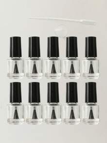 5个/10个/20个/30个/50个装方形透明玻璃可填充指甲油瓶，容量分别为3毫升/5毫升/7毫升/8毫升/10毫升/12毫升/15毫升，便携式美甲样品瓶，带刷子 - 查看 10