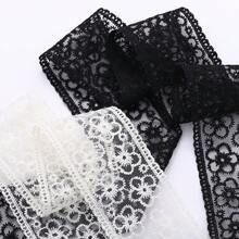 1pc Lace Embroidered Knotted Waist Rope, Fashion Pearl Decor Waist Belt, Women Elegant Hair Tie & Bag Accessory - White - View 5
