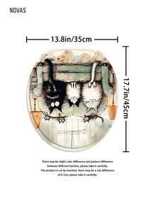 1/3/4 Sets Vintage Watercolor Cartoon Cat Shower Curtain Set, Includes Shower Curtain, Toilet Seat Cover, Bath Mat And Rug, Polyester Waterproof Washable, 12 Hooks, Suitable For Home/Bedroom/Living Room/Household Items/Summer - A - View 10