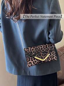 Fashion PU Leopard Pattern Minimalist Versatile Women's Chain Shoulder Bag, Clutch Purse, Envelope Mobile Phone Bag, Fashionable Clutch Bags For Woman This  Is Suitable For Young Girls For Their Birthday, Prom And Graduation And Also A Lovely Gift For Friends, Mother, Lover On Special Days Such As Valentine's Day, Christmas, Anniversaries.Can Be Used As Thanksgiving, Halloween,Christmas Gift. - Nhiều màu - Xem 2