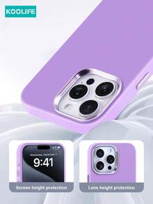 1pc Skin-Friendly Colored Phone Case, Coated Lens Frame, PC+TPU Material, Separate Metal Buttons, Minimalist Fashionable, Anti-Drop Protective Case, Suitable For IPhone 17/17 Pro/17 Pro Max - Purple - View 6