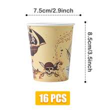 Bộ đồ dùng tiệc dùng một lần chủ đề Bản đồ kho báu cướp biển gồm đĩa, khăn ăn và cốc, dành cho 16 khách, phù hợp cho sinh nhật, đám cưới, tiệc theo chủ đề, dã ngoại gia đình. - Xem 8