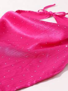 1pc Rhinestone Embellished Beach/Holiday Headband Women Bandana Summer Outfits - Rose Pink - View 2