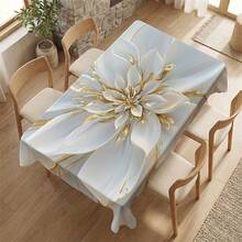 1pc Elegant Floral Print Polyester Tablecloth, Suitable For Kitchen, Dining Room, Holiday, Banquet, Party Table Decor - Multicolor - View 5