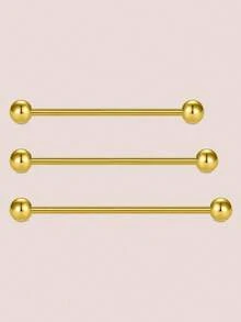 3 chiếc khuyên tai công nghiệp 14G cho nam nữ, chất liệu thép không gỉ, kiểu tạ, trang sức xỏ khuyên công nghiệp, kích thước 32mm, 35mm, 38mm, màu bạc, vàng, đen. - Bông tai công nghiệp - Xem 7